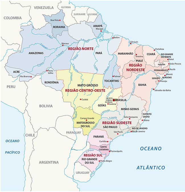Divisão política e regional do território brasileiro proposta pelo IBGE
